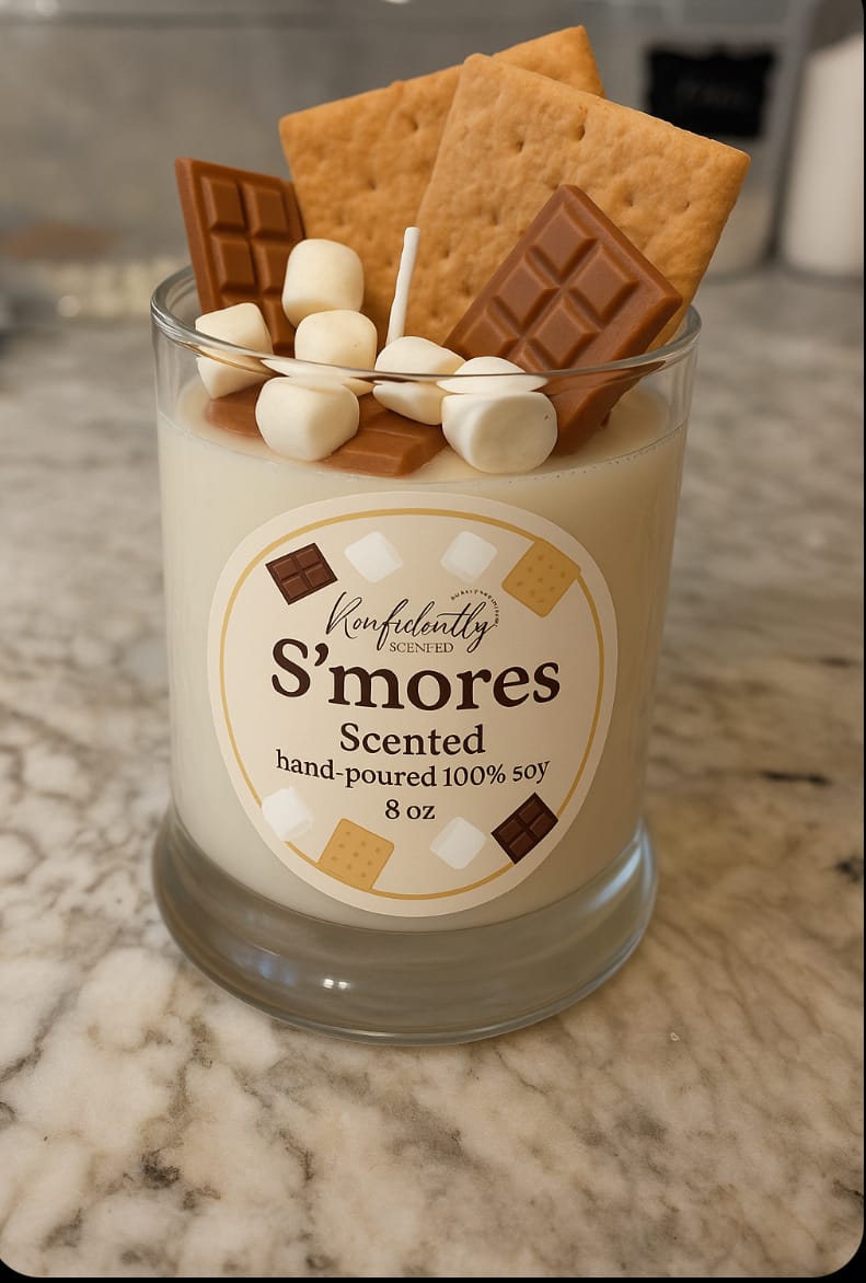 🍫🔥 Fully Scented S’mores Candle – 8oz