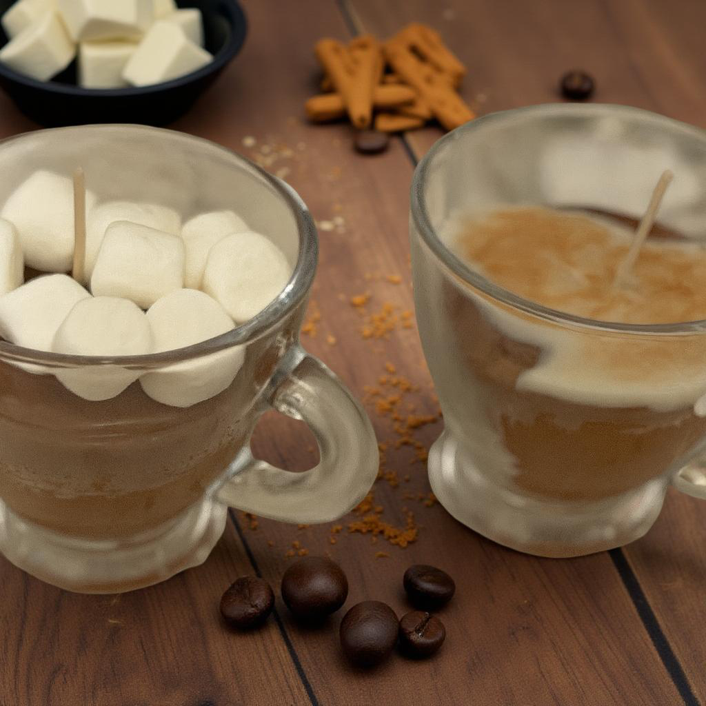 Two 4oz Hot Chocolate Glass Candles with Marshmallows