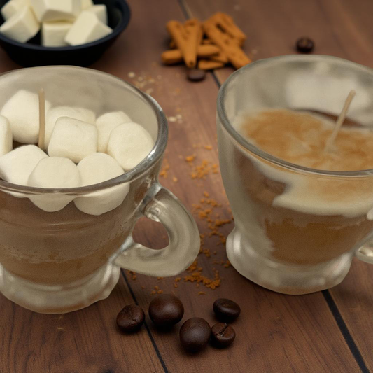 Two 4oz Hot Chocolate Glass Candles with Marshmallows