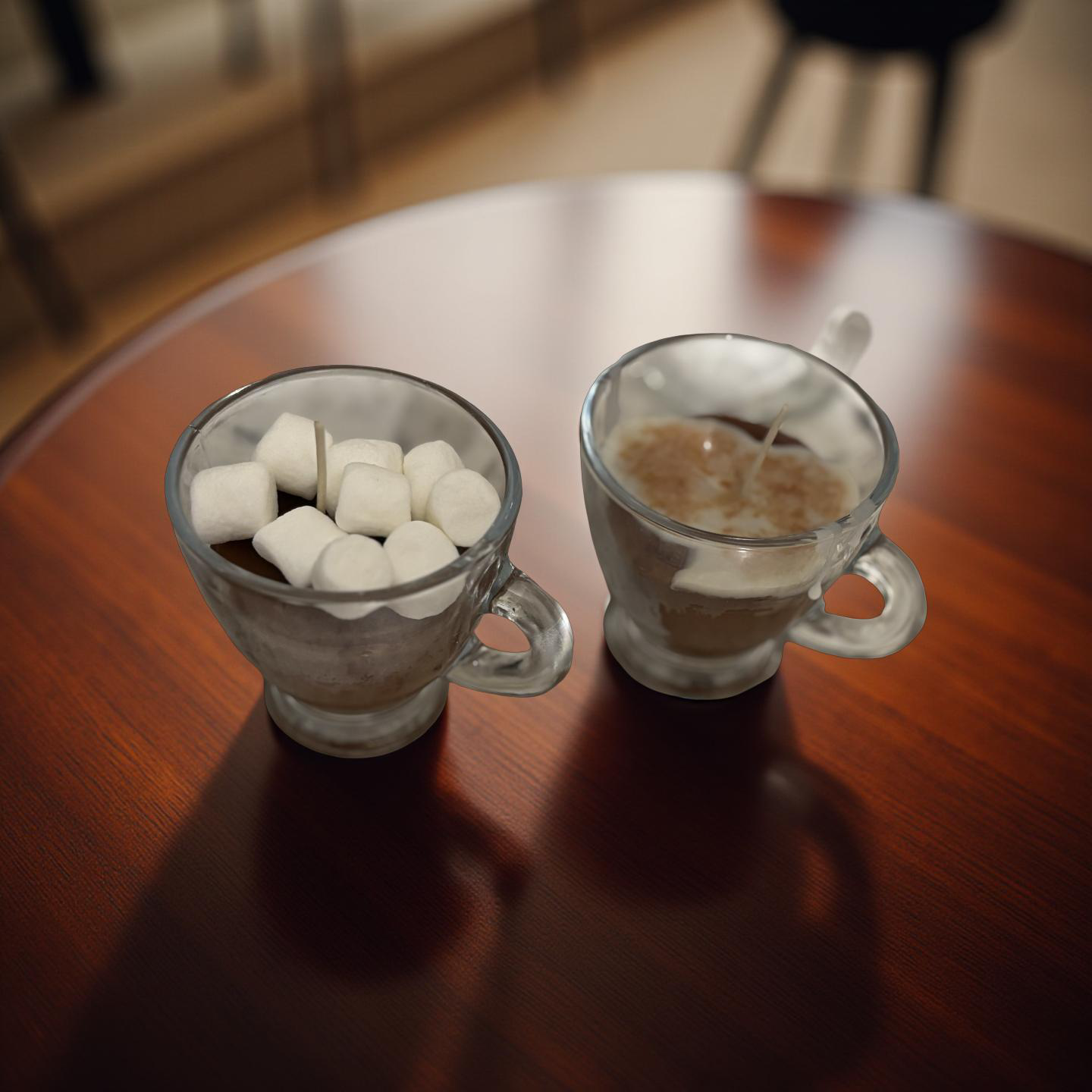 Two 4oz Hot Chocolate Glass Candles with Marshmallows