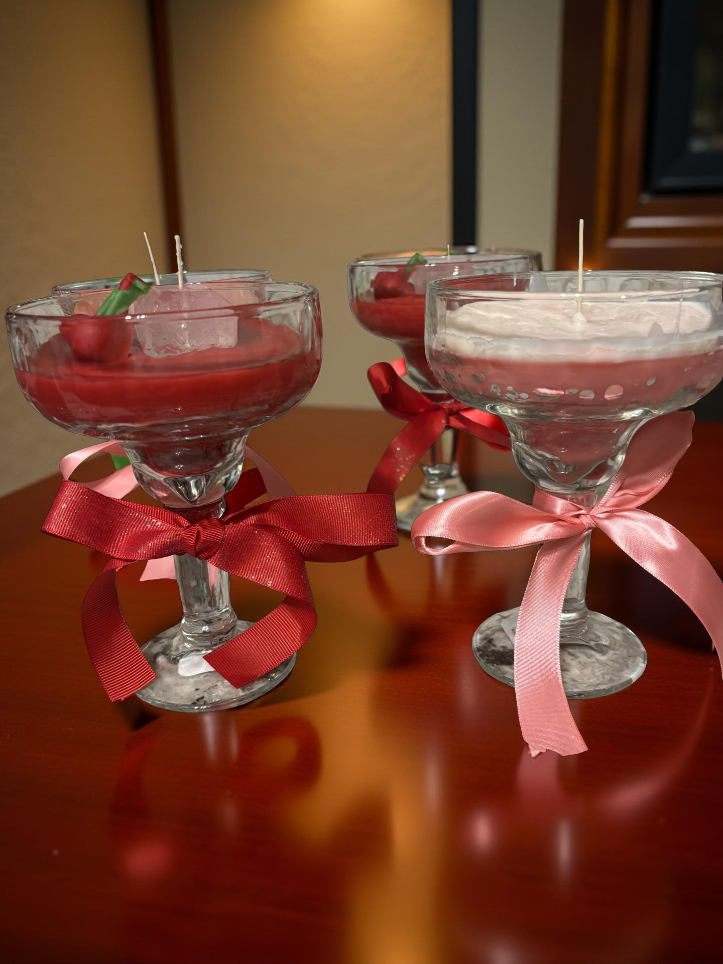 1 Martini Glass Pink Berry Lemonade & Melon Scented Candle_ 1 Cherry Martini