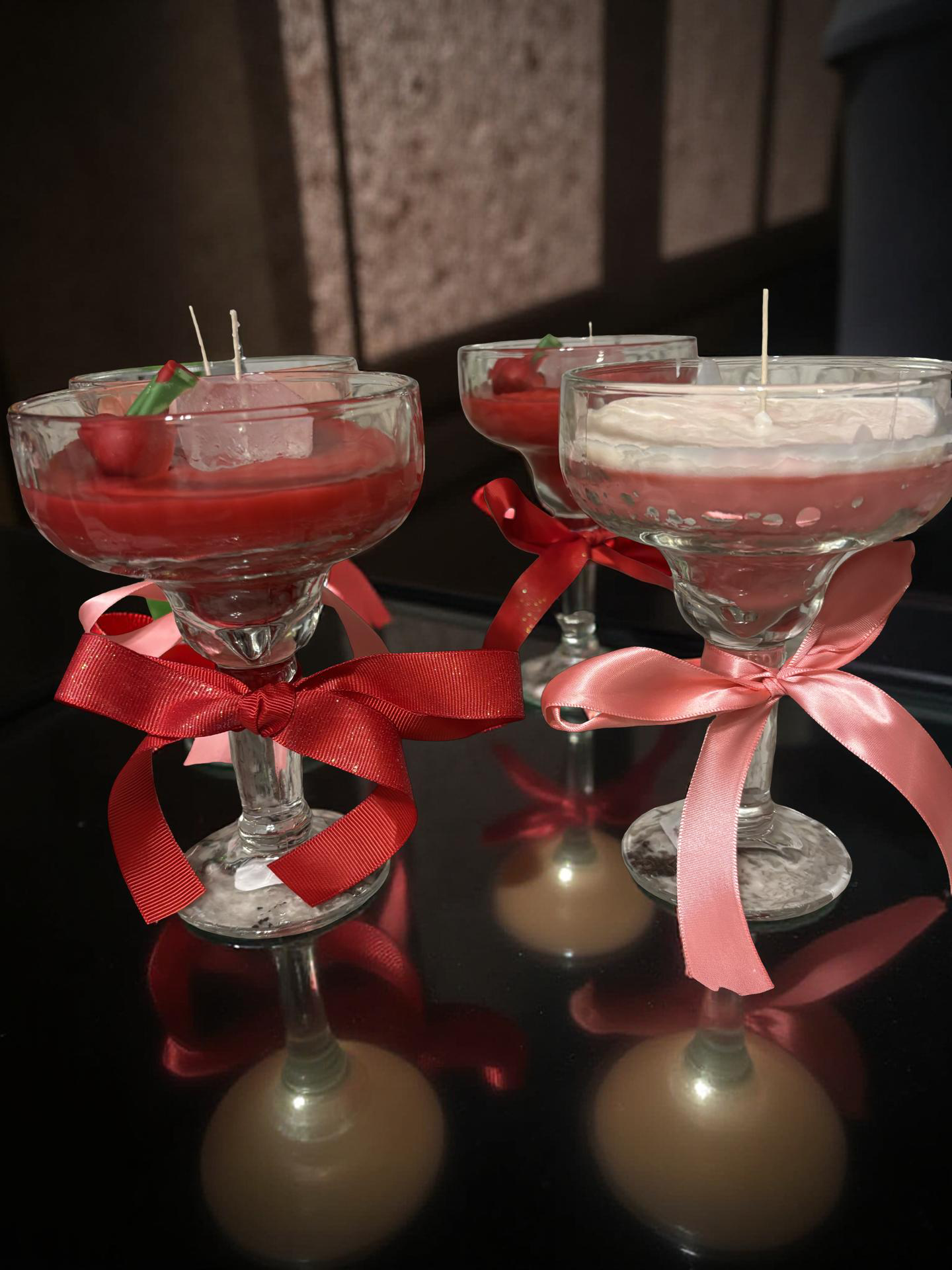1 Martini Glass Pink Berry Lemonade & Melon Scented Candle_ 1 Cherry Martini