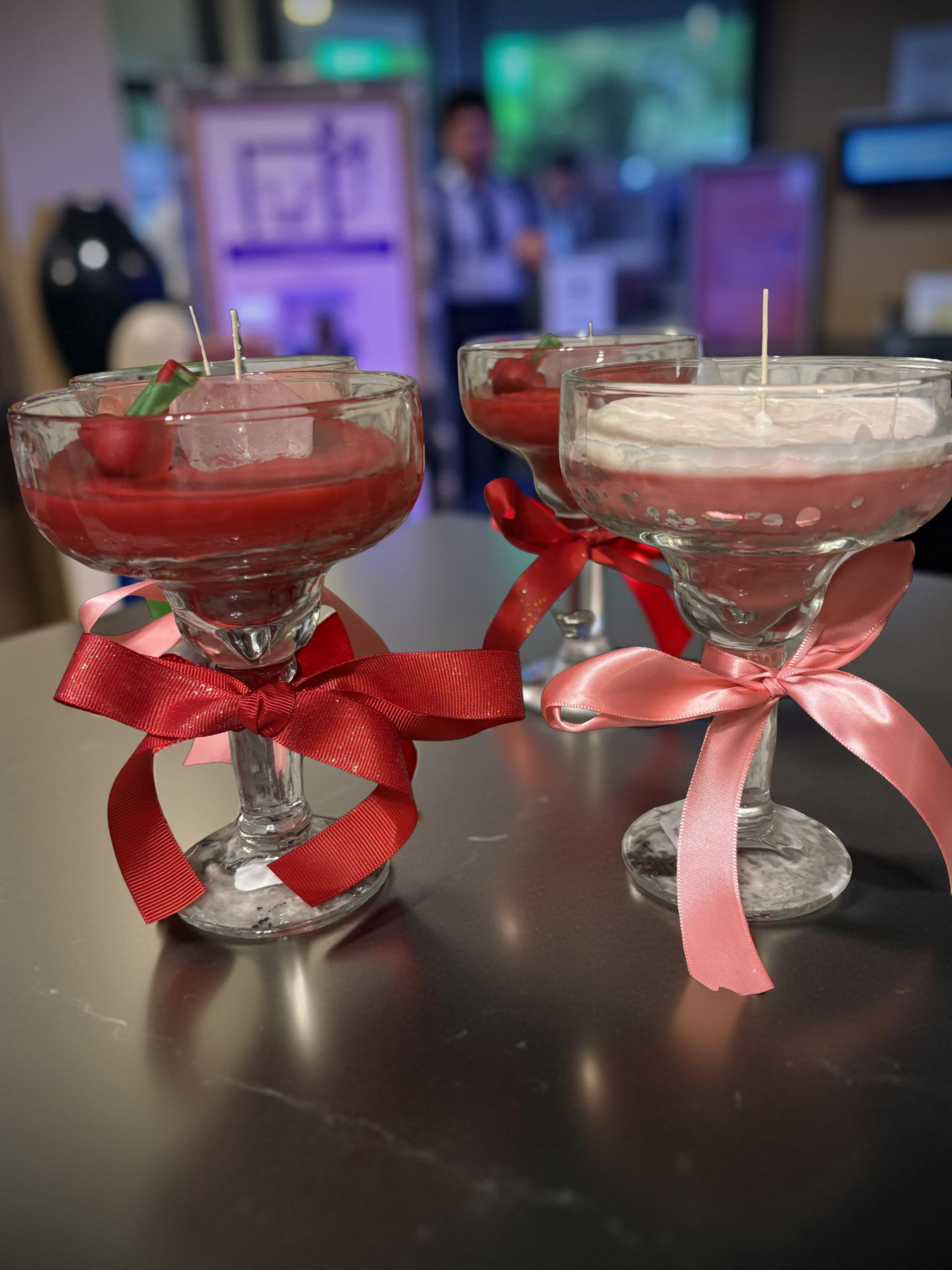 1 Martini Glass Pink Berry Lemonade & Melon Scented Candle_ 1 Cherry Martini