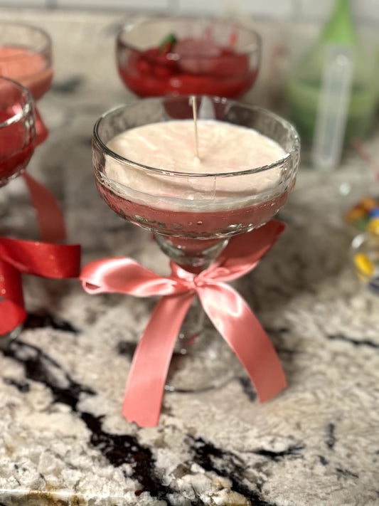 Martini Glass Pink Berry Lemonade & Melon Scented Candle